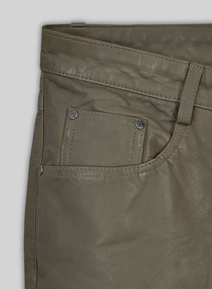 Croma Gray Washed and Wax Leather Pants - Jeans Style