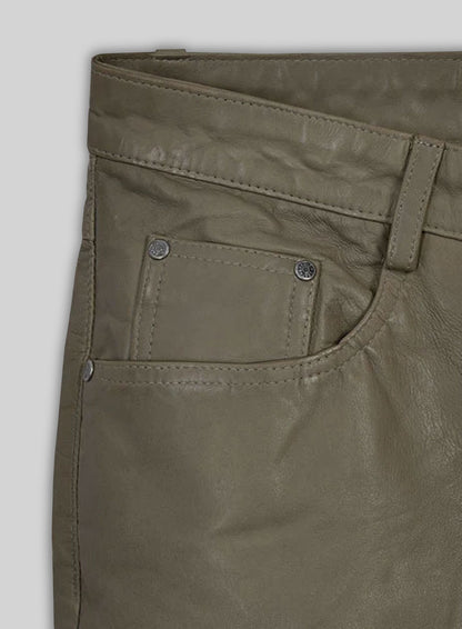 Croma Gray Washed and Wax Leather Pants - Jeans Style