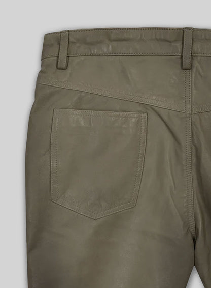 Croma Gray Washed and Wax Leather Pants - Jeans Style