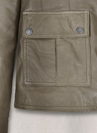Croma Gray Washed & Wax Scarlett Johansson Leather Jacket - LeatherCult