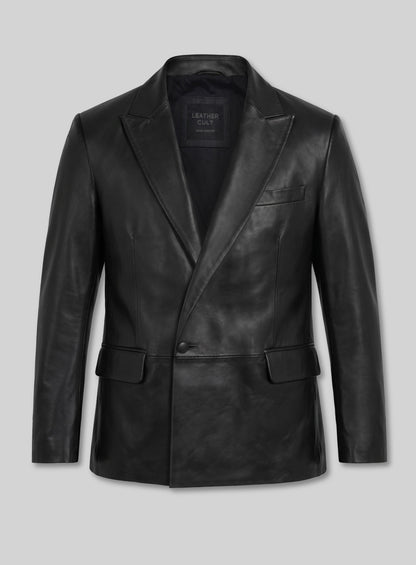 Crown Double Breasted Leather Blazer