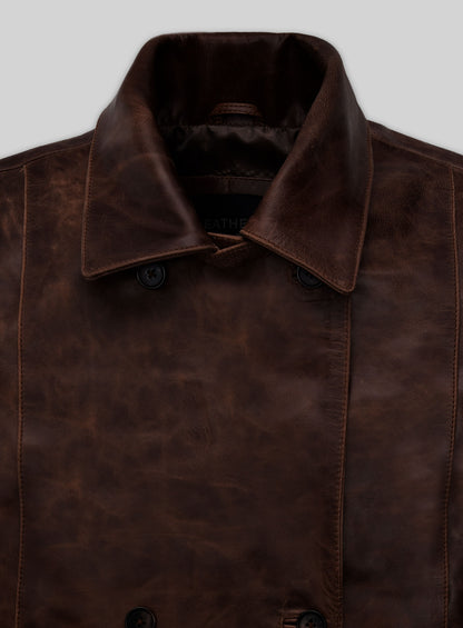 Thick Dark Espresso Dakota Johnson Madame Web Leather Trench Coat