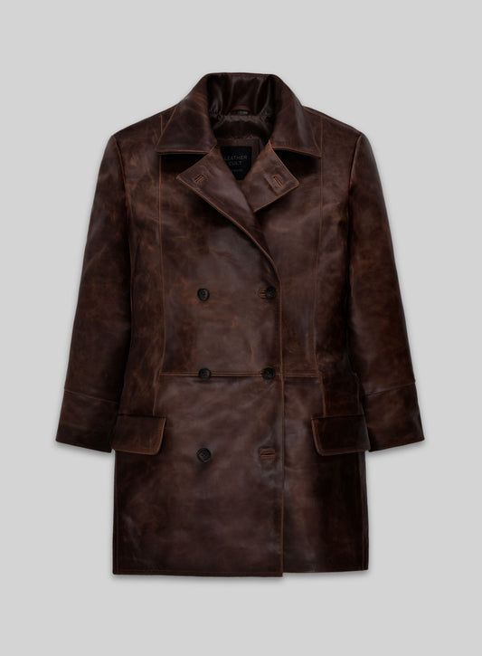 Thick Dark Espresso Dakota Johnson Madame Web Leather Trench Coat