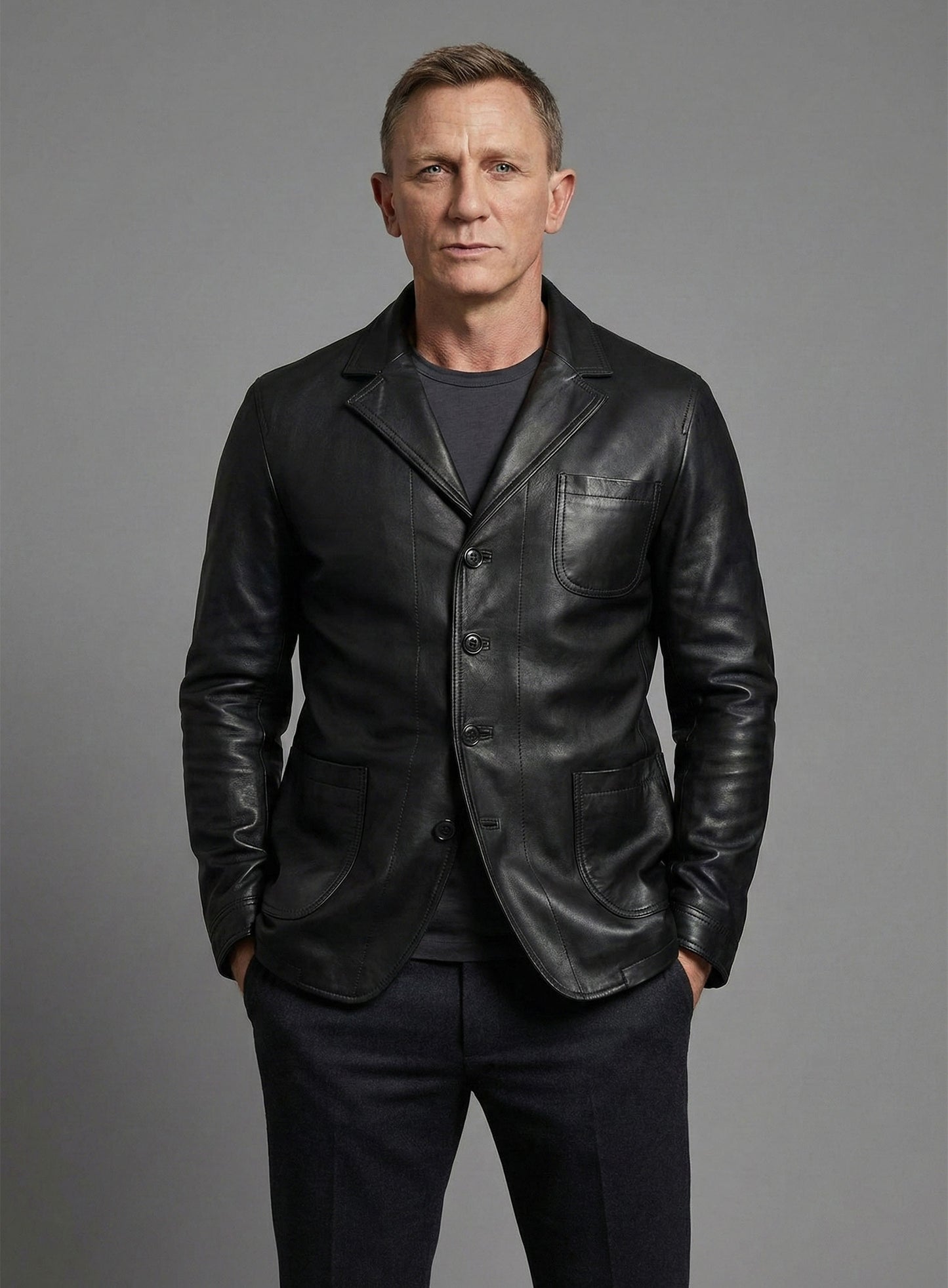 Daniel Craig Leather Blazer