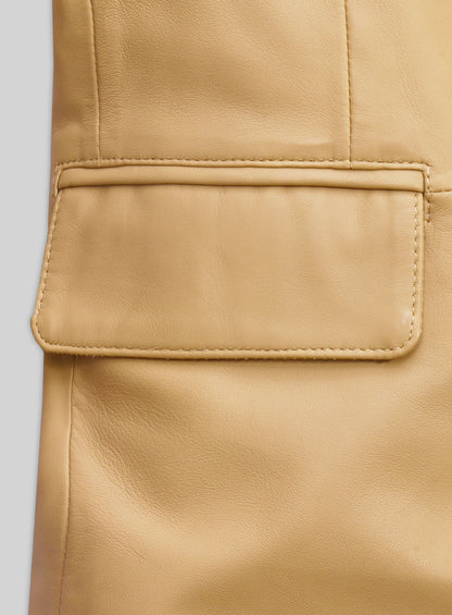 Dark Beige Lambskin Leather Blazer