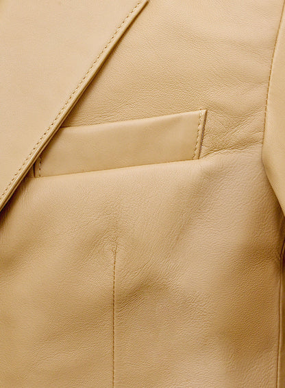 Dark Beige Lambskin Leather Blazer