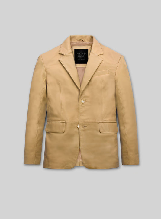 Dark Beige Lambskin Leather Blazer