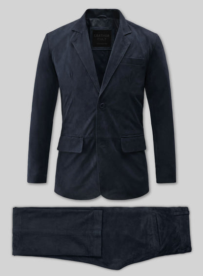 Dark Blue Suede Leather Suit