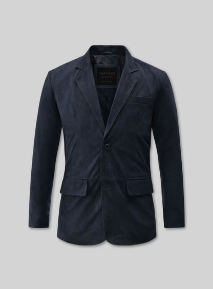 Dark Blue Suede Leather Suit