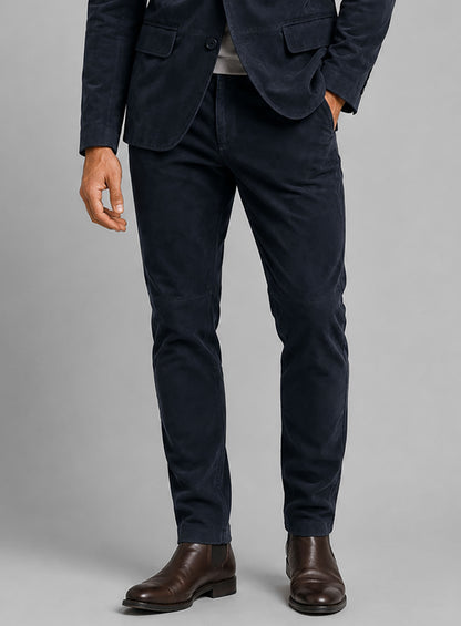 Dark Blue Suede Leather Suit