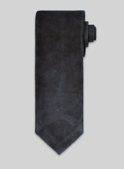 Dark Blue Suede Leather Tie