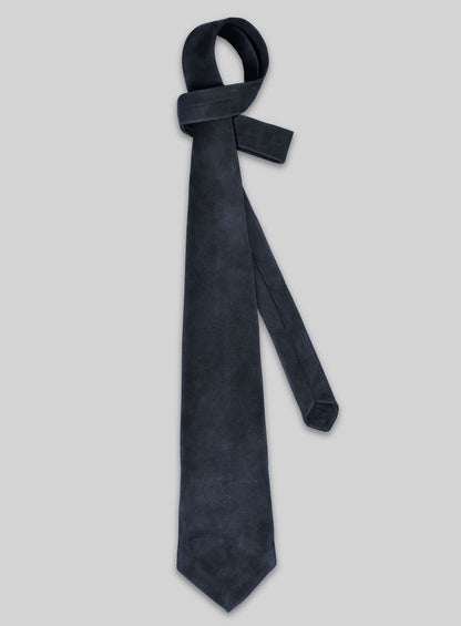 Dark Blue Suede Leather Tie