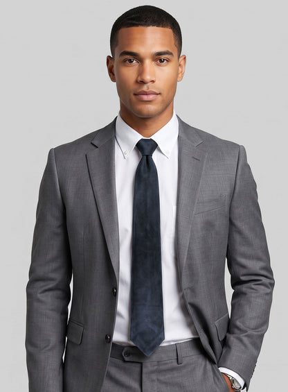 Dark Blue Suede Leather Tie