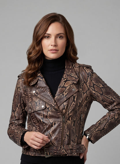 Dark Brown Python Leather Jacket # 280