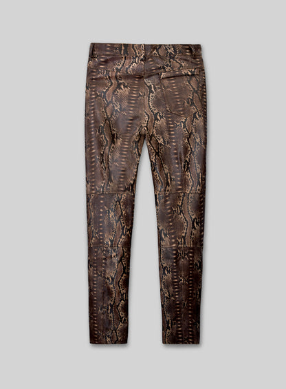 Dark Brown Python Leather Jeans Style #522