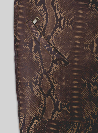 Dark Brown Python Leather Jeans Style #522