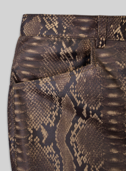 Dark Brown Python Leather Jeans Style #522