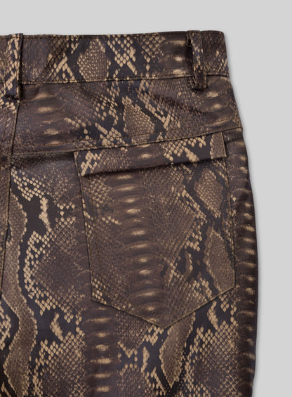 Dark Brown Python Leather Jeans Style #522