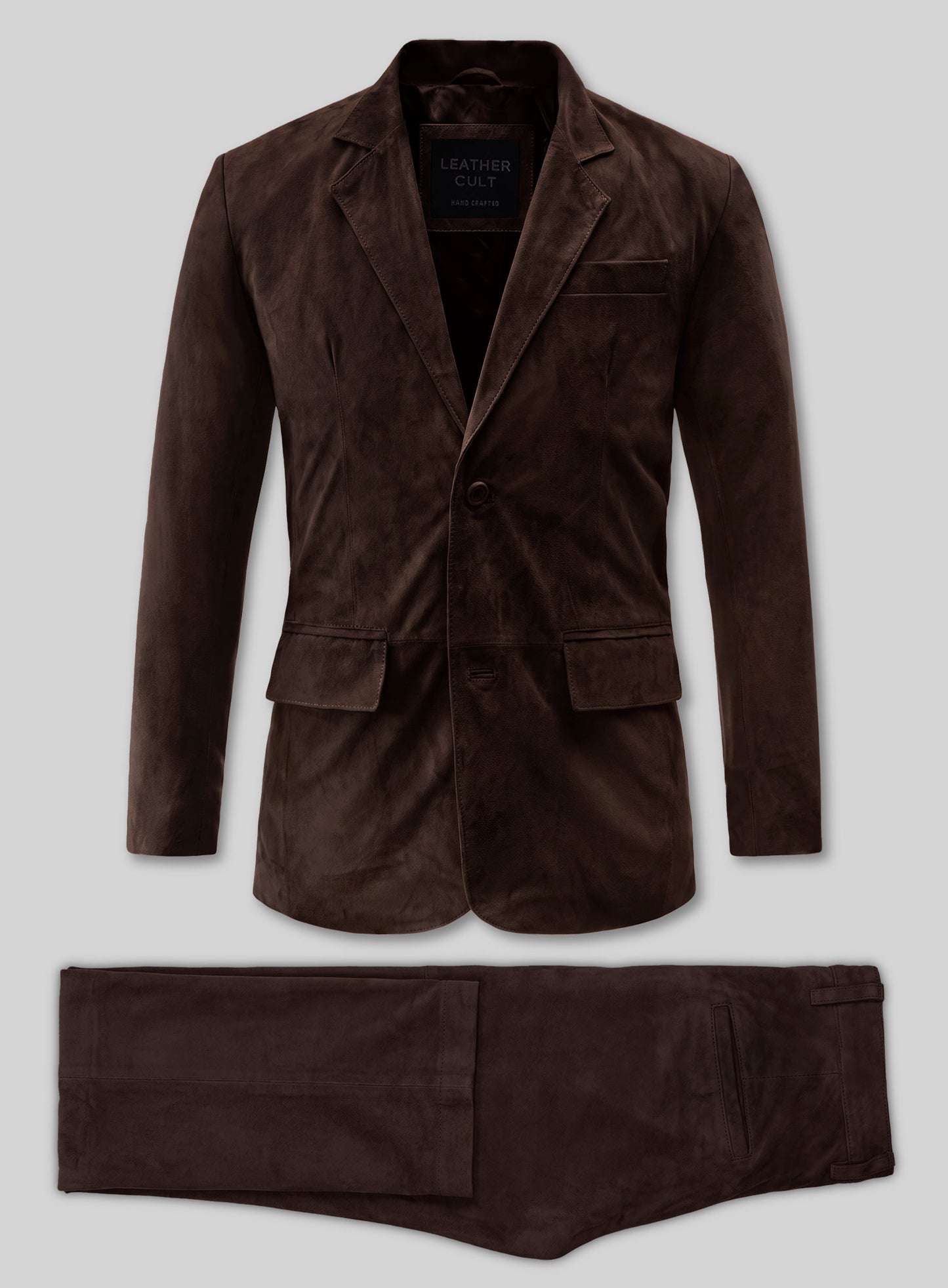 Dark Brown Suede Leather Suit