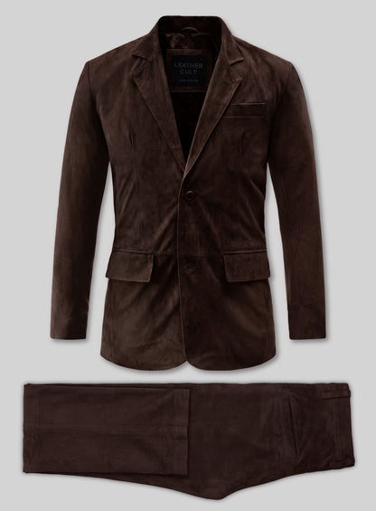 Dark Brown Suede Leather Suit