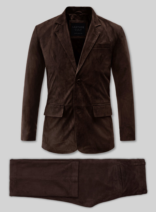 Dark Brown Suede Leather Suit