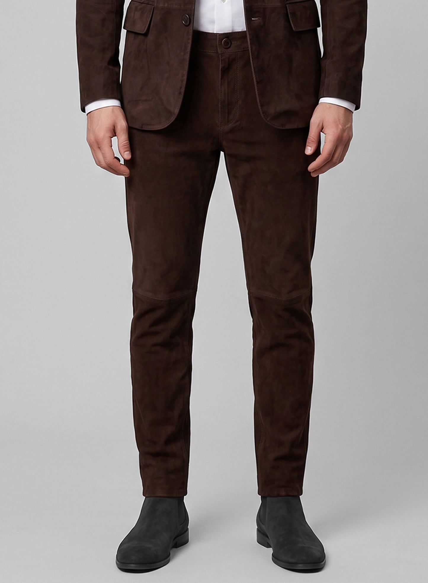 Dark Brown Suede Leather Suit