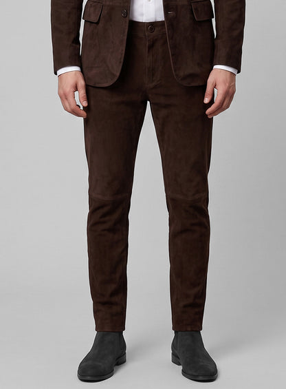 Dark Brown Suede Leather Suit