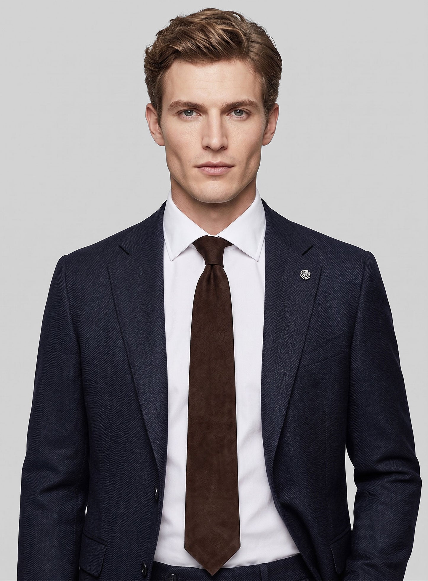 Dark Brown Suede Leather Tie