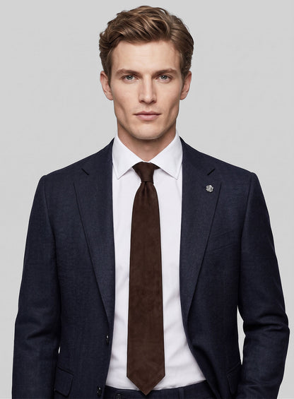 Dark Brown Suede Leather Tie