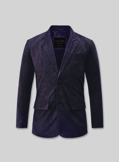 Dark Slate Purple Suede Leather Blazer