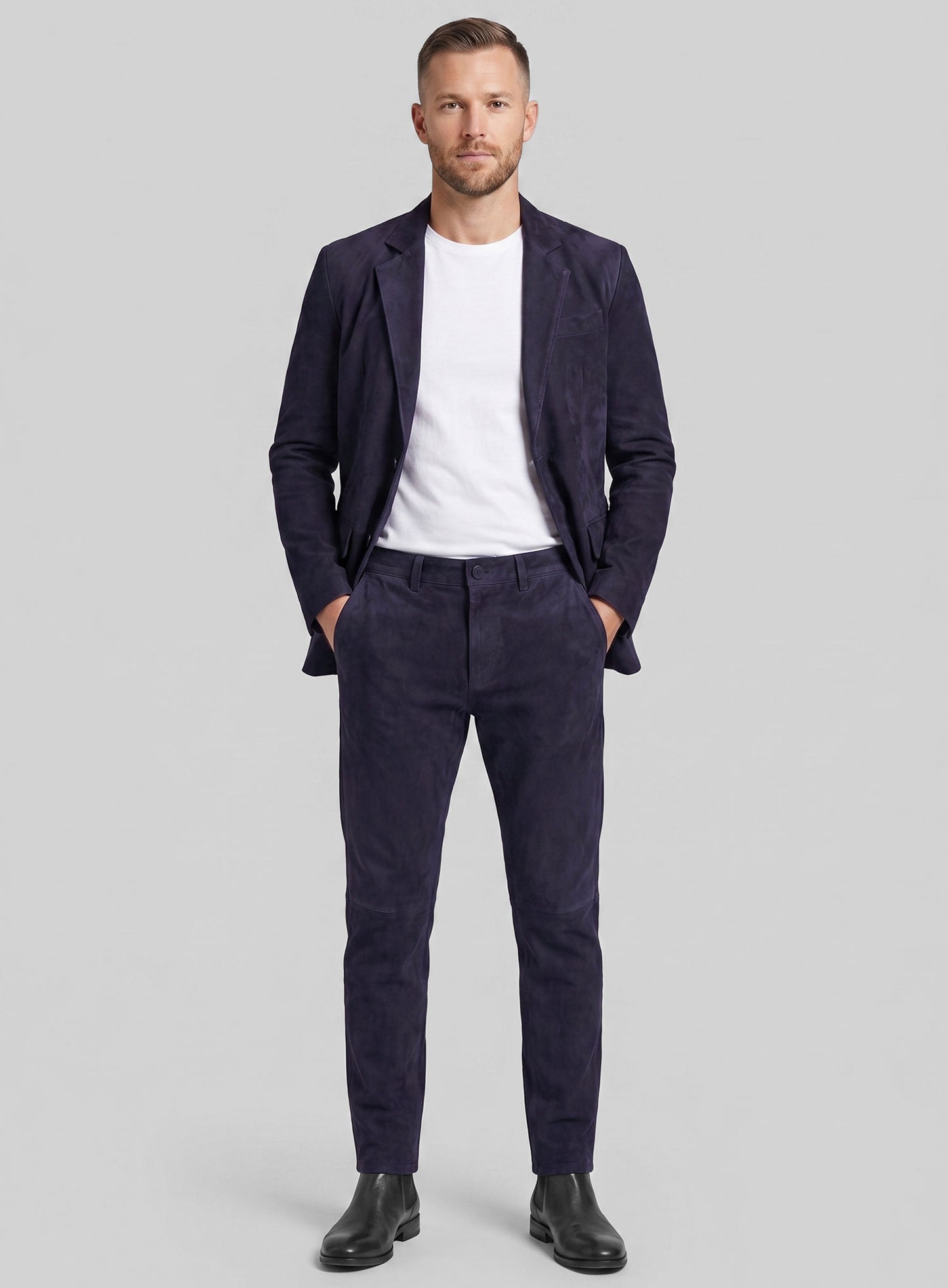 Dark Slate Purple Suede Suit