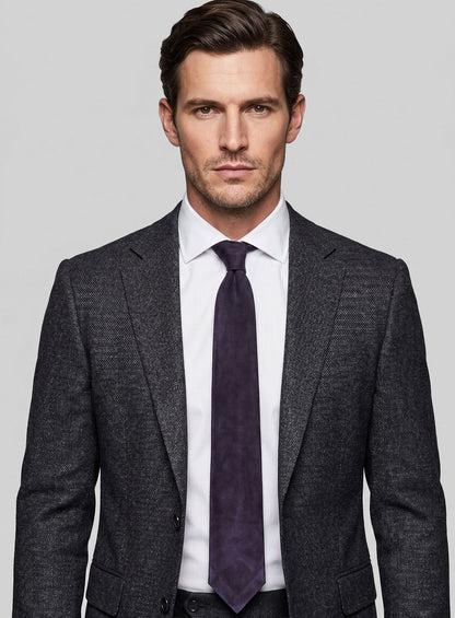Dark Slate Purple Suede Leather Tie