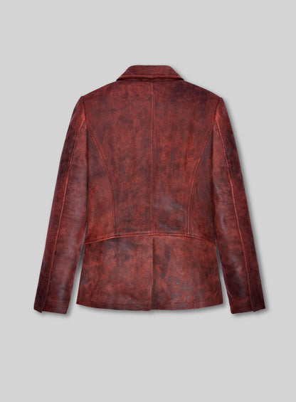 Dark Vintage Red Ali Larter Resident Evil Leather Blazer