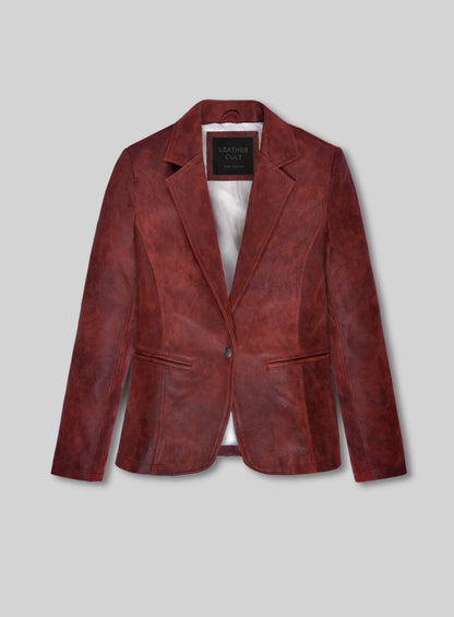 Dark Vintage Red Ali Larter Resident Evil Leather Blazer