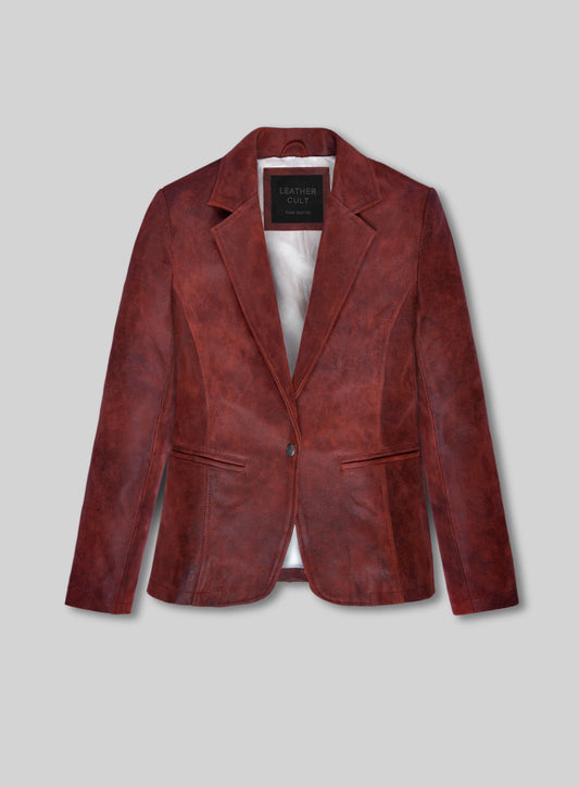 Dark Vintage Red Ali Larter Resident Evil Leather Blazer