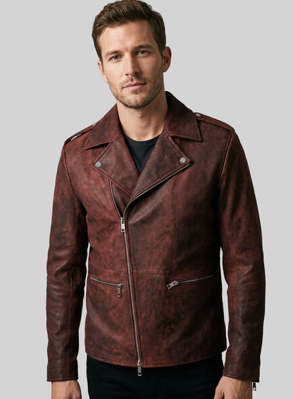 Dark Vintage Red Lewis Hamilton Leather Jacket