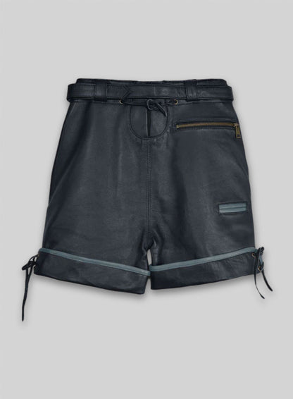 Dark Blue Leather Cargo Shorts Style # 364