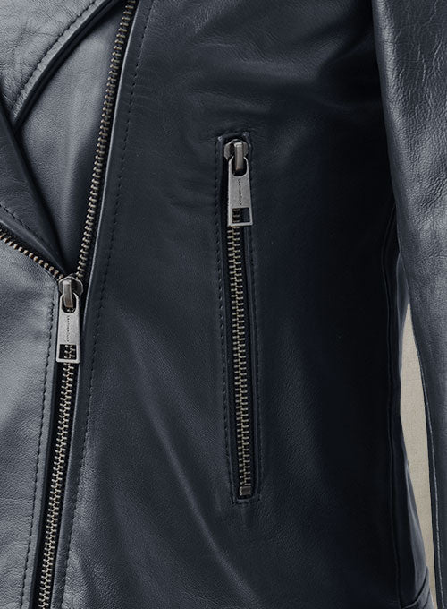 Dark Blue Leather Jacket # 237 - LeatherCult