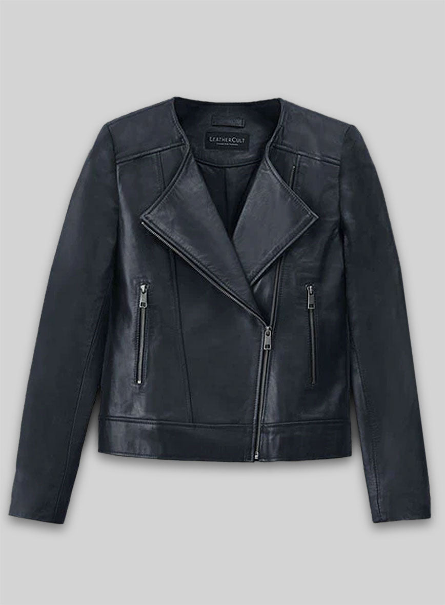 Dark Blue Leather Jacket # 237