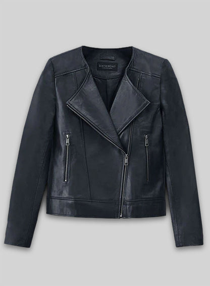 Dark Blue Leather Jacket # 237