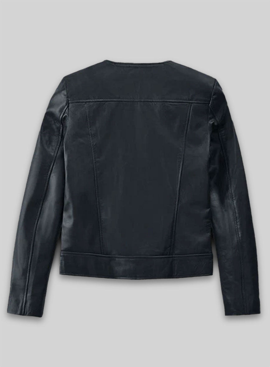 Dark Blue Leather Jacket # 237