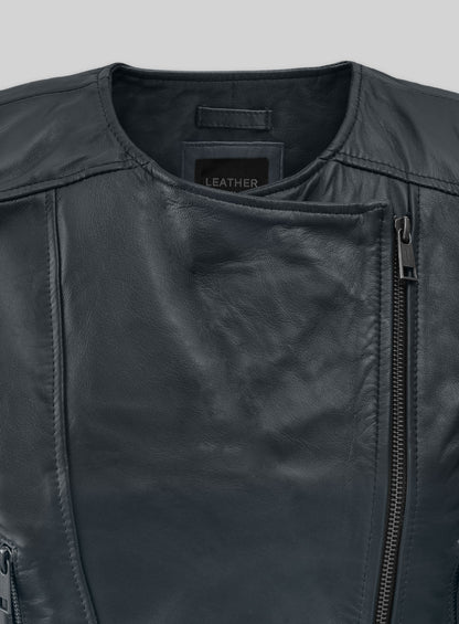 Dark Blue Leather Jacket # 237