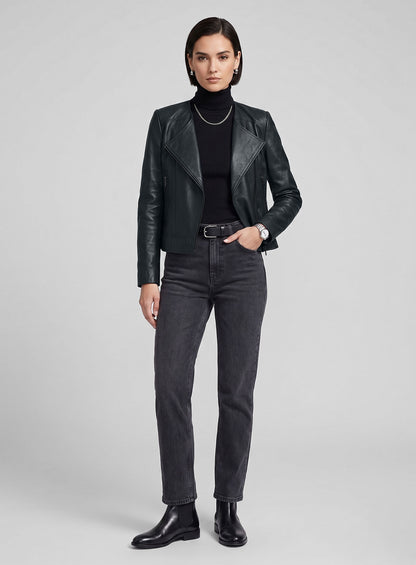 Dark Blue Leather Jacket # 237