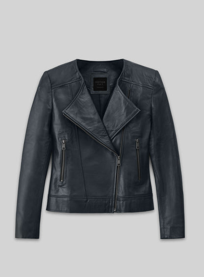 Dark Blue Leather Jacket # 237