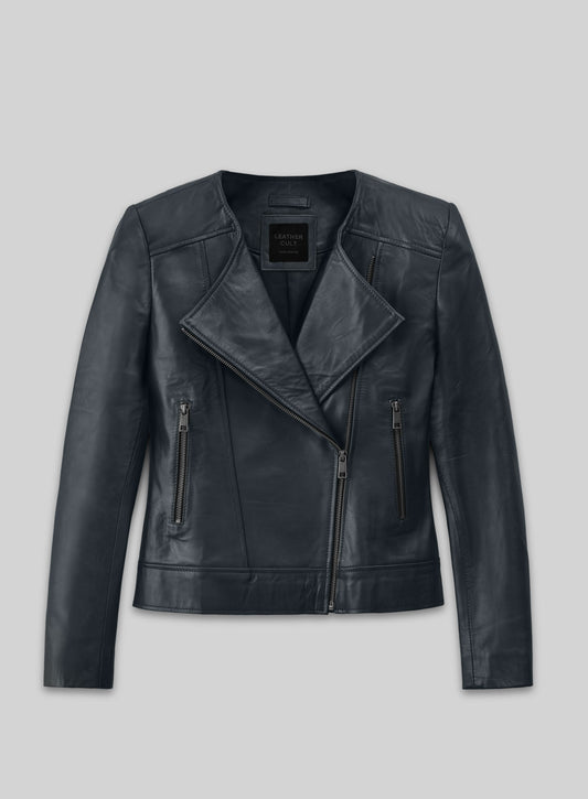 Dark Blue Leather Jacket # 237