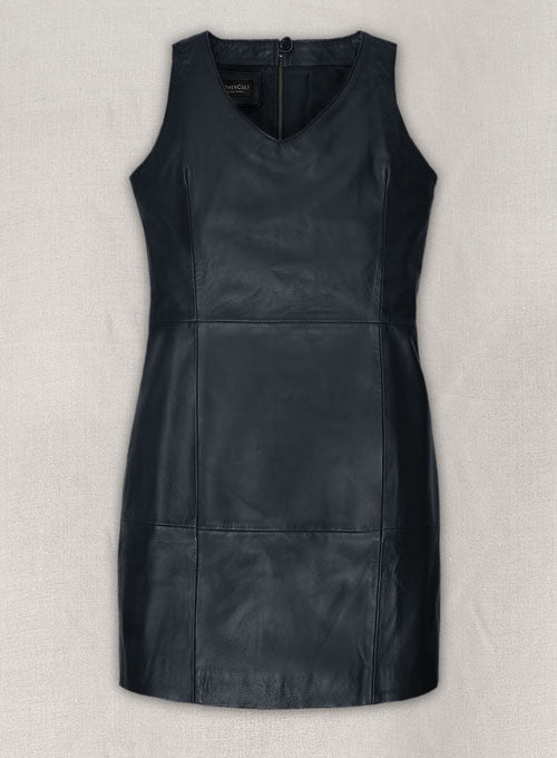 Dark Blue Modern Leather Dress - # 750 - LeatherCult