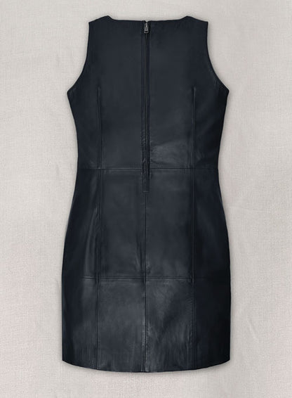 Dark Blue Modern Leather Dress - # 750 - LeatherCult