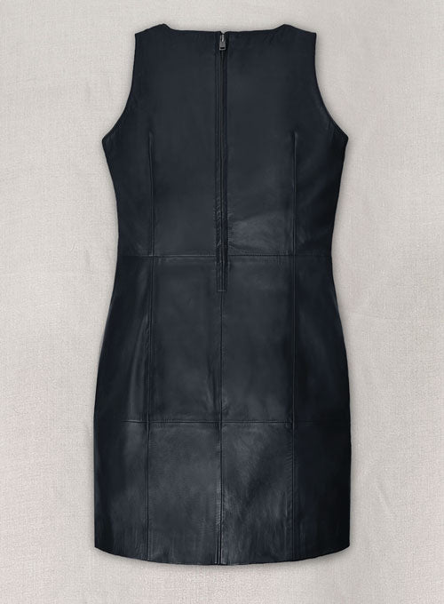 Dark Blue Modern Leather Dress - # 750 - LeatherCult