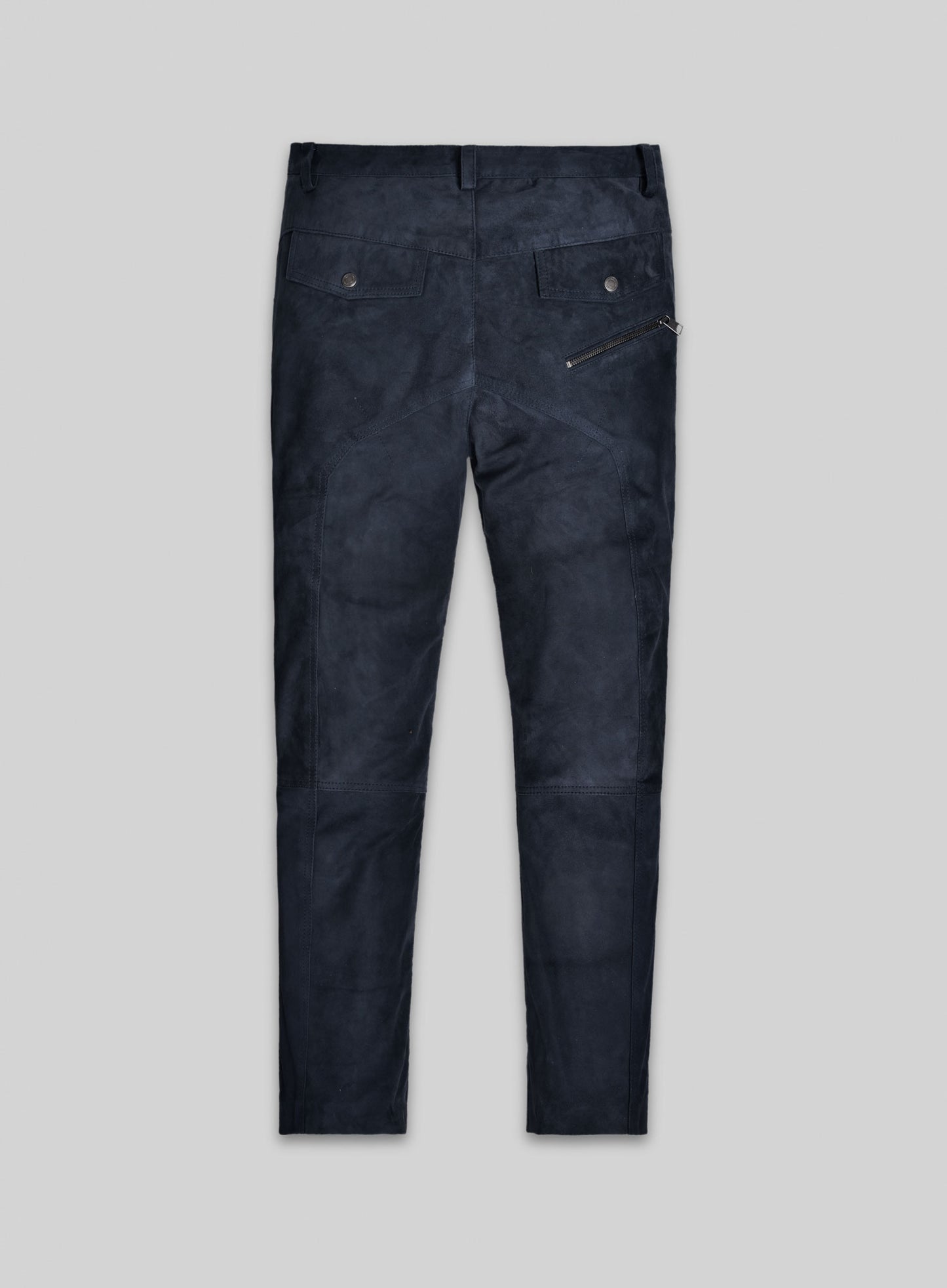 Dark Blue Suede Leather Cargo Jeans - Style 01-2