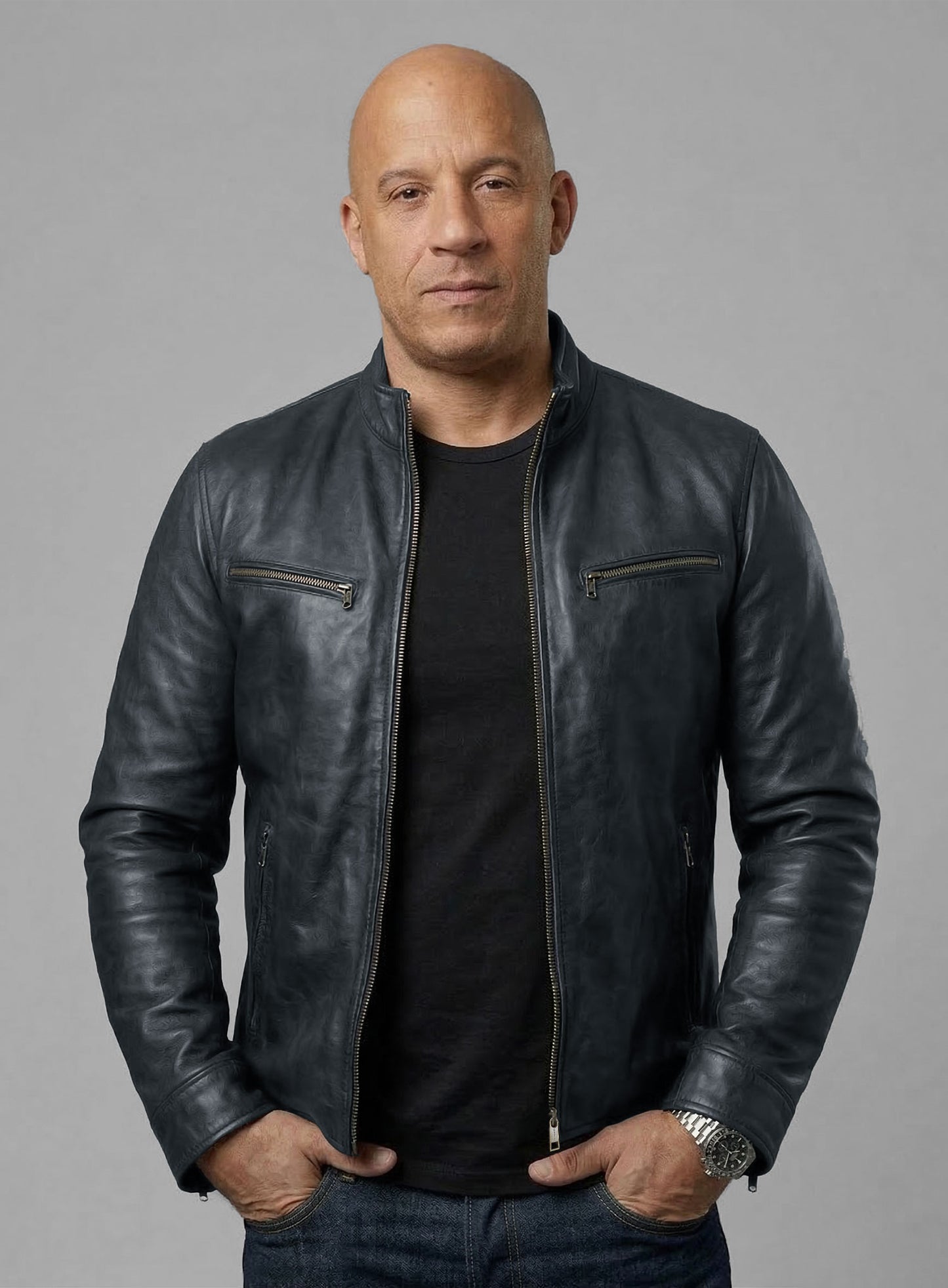 Dark Blue Vin Diesel Fast And Furious 6 Leather Jacket